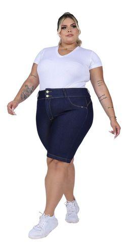 Lycra Short Jeans Para Gordinha Bermuda Ciclista Feminina Jeans