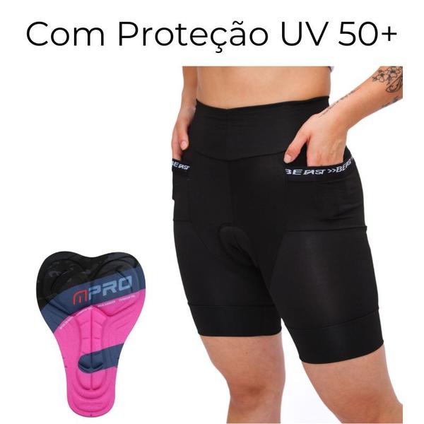 Imagem de Bermuda Ciclista Feminina Short Ciclismo Forro de Gel Bolso