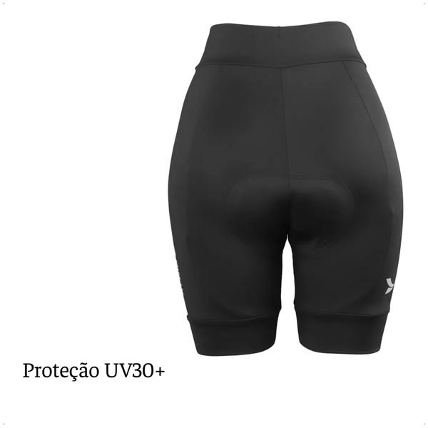 Imagem de Bermuda de Ciclismo Feminina com Forro de Espuma Tamanho G Preto Proteção UV30+ Confortável - VB059