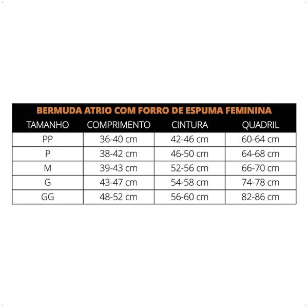 Bermuda de Ciclismo Feminina com Forro de Espuma Tamanho G Preto Proteção UV30+ Confortável - VB059 - Atrio Imagem de Bermuda de Ciclismo Feminina com Forro de Espuma Tamanho G Preto Proteção UV30+ Confortável - VB059
