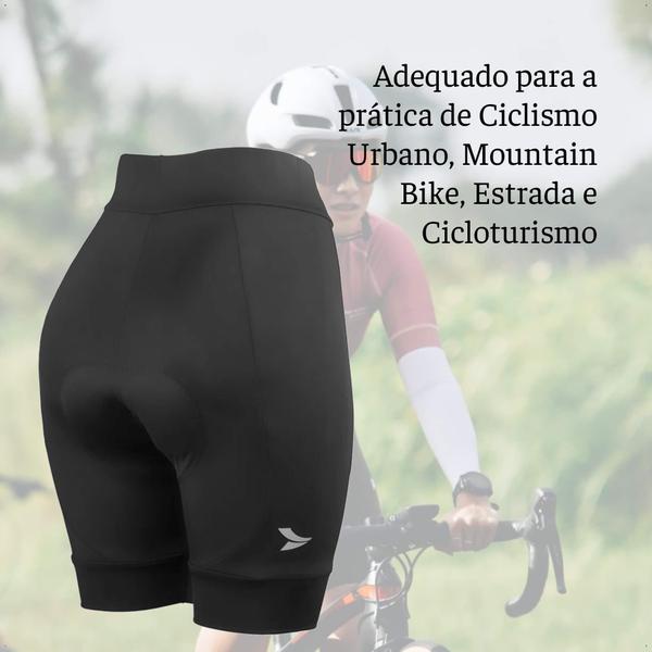 Imagem de Bermuda de Ciclismo Feminina com Forro de Espuma Tamanho G Preto Proteção UV30+ Confortável - VB059