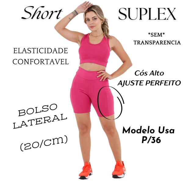 Imagem de Bermuda Fitness Feminina Cós Alto C/Bolsos Laterais Reforçado s/Transparência Slim 3038.C1