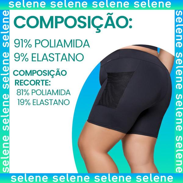 Imagem de Bermuda Para Academia Plus Size Sport Fitness Feminino Selene Com Bolso Lateral Tule De Zebra