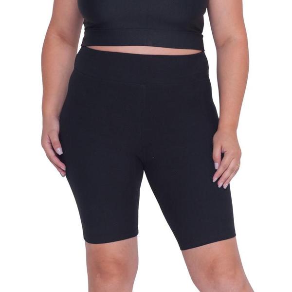 Imagem de Bermuda Plus Size Academia Fitness Preta Cotton