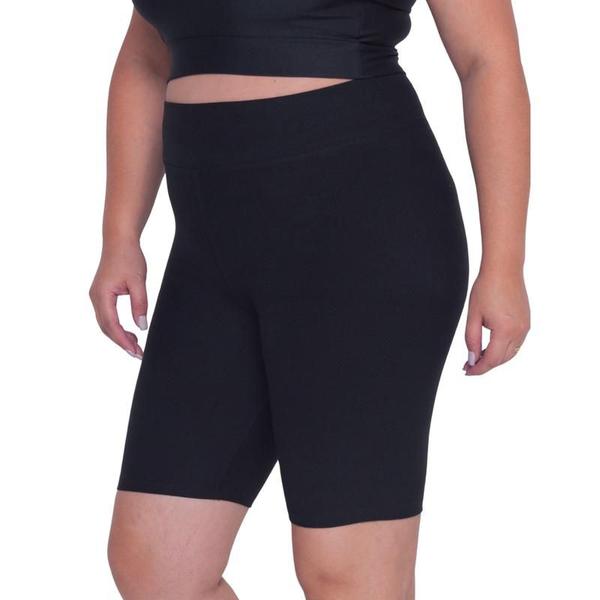 Imagem de Bermuda Plus Size Academia Fitness Preta Cotton