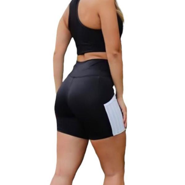 Imagem de Bermuda Short Fitness Legging Treino Cintura alta Bolso Celular 159