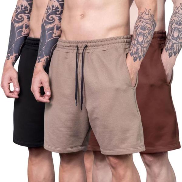 Imagem de Bermuda Short Moletom Masculina Lisa Academia Casual Confortável