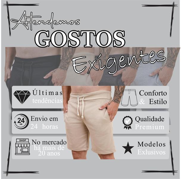 Imagem de Bermuda Short Moletom Masculino Swag Básica Casual Estilosa 