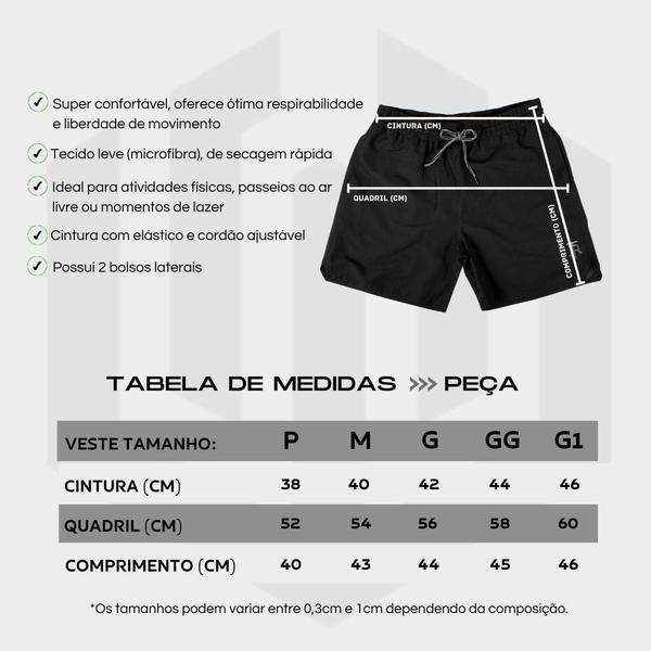 Imagem de Bermuda Shorts Masculino Tactel Microfibra Liso Praia Academia Esportivo