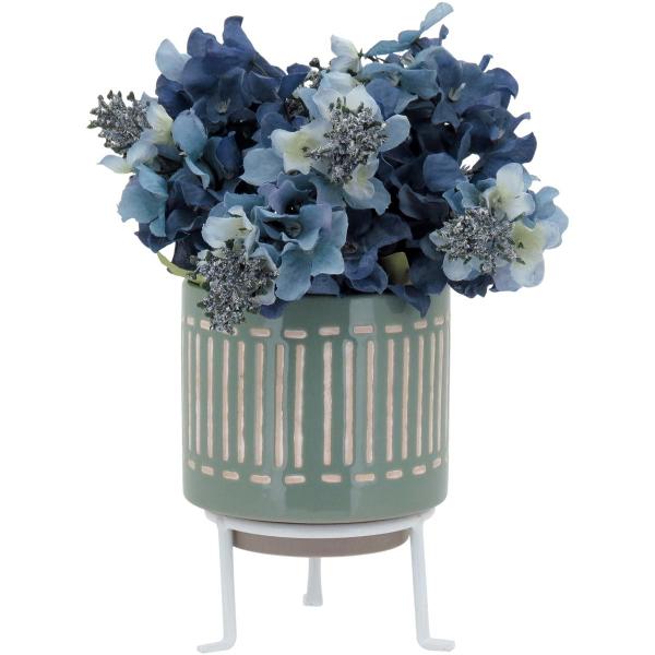 BERNAN CACHEPÔ 16x12x12cm CERÂMICA VERDE COM SUPORTE - NH Imagem de BERNAN CACHEPÔ 16x12x12cm CERÂMICA VERDE COM SUPORTE