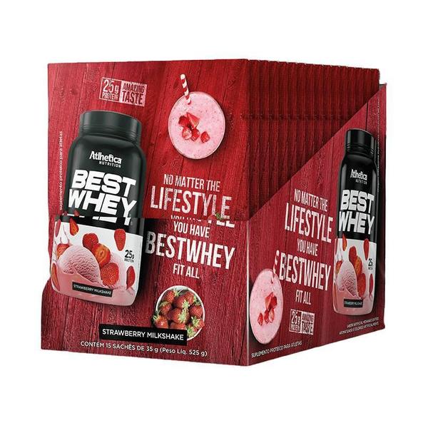 Imagem de Best Whey Atlhetica Display - 15 Sachês Strawberry Milkshake