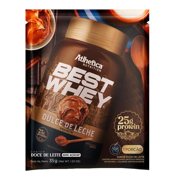 Imagem de Best Whey Protein Atlhetica Nutrition Dulce de Leche Premium com 25g de Proteína Sabor Doce de Leite Sachê 35g