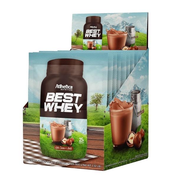 Imagem de Best Whey Sachê (Display com 15 sachês - 35g) - Sabor: Leite, cacau e avelã (sachê 40g)