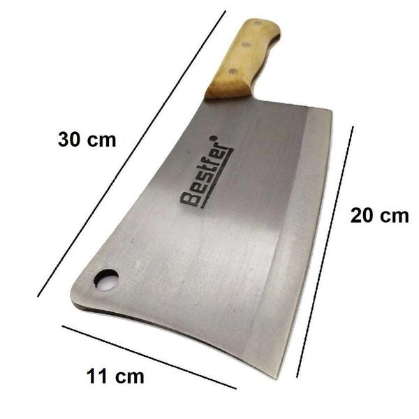 Imagem de Bestfer Cutelo Profissional Aço Manganes 8" 30cm com Furo Cabo Madeira BFH1763