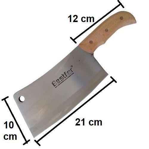 Imagem de Bestfer Cutelo Profissional Faca Aço Manganes 8,5" de 21cm Full Tang e Cabo de Madeira BFH1762