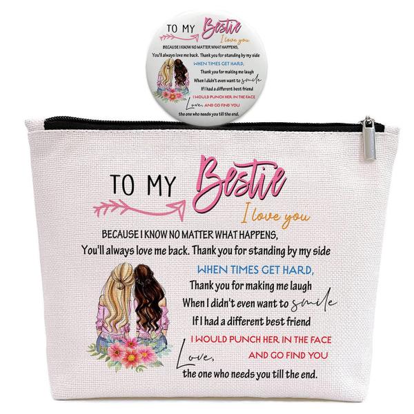 Imagem de Bestie Gifts for Women Best Friend, Aniversário Amizade Indo embora Presentes para Amigos BFF Irmã, Para o meu melhor amigo, eu te amo -Maquiagem Saco Presente para Amigo