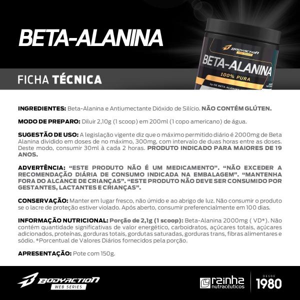 Imagem de Beta Alanina 150g 100% Pura 2000mg/dose Bodyaction