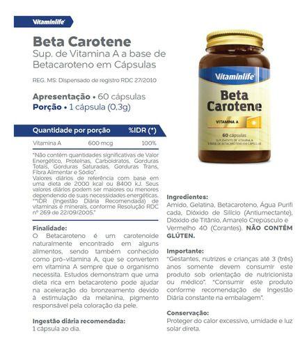 Imagem de Beta Carotene Vitamina A - 60 Cápsulas  Vitaminlife