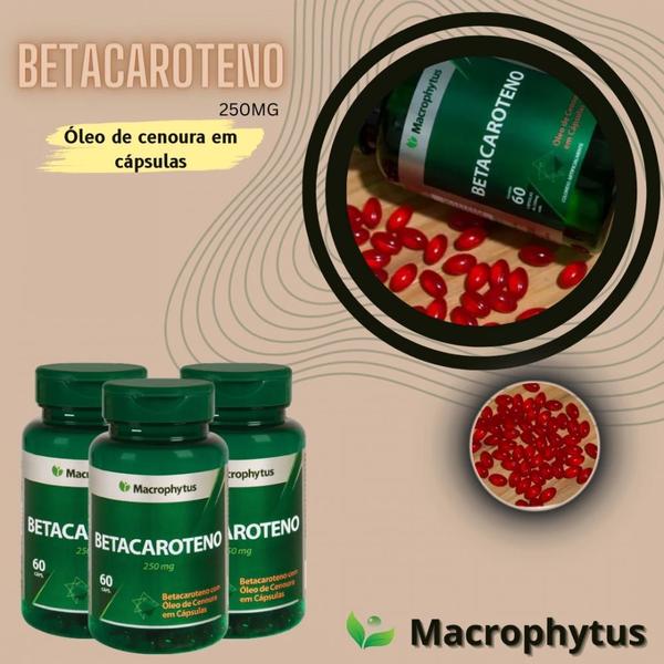 Imagem de Betacaroteno Macrophytus 250mg 60 Capsulas Softgel- 3 Unidades  Macropytus 