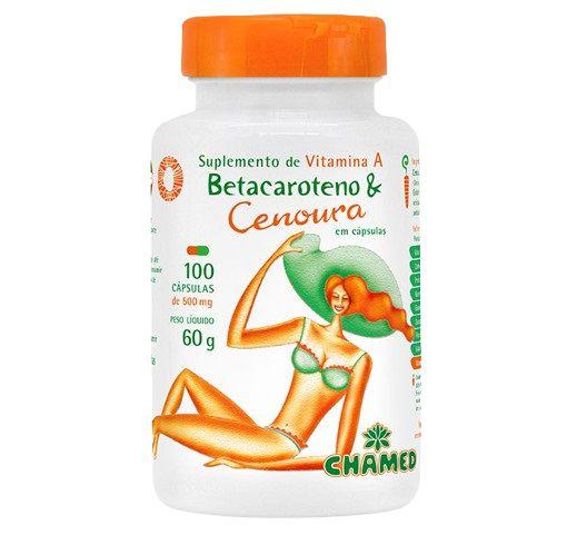 Imagem de Betacaroteno Vitamina A 500mg 100 Cápsulas - Chamed