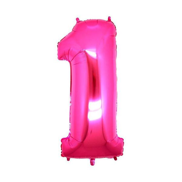 Imagem de Bexiga Balão Metalizado 16 Polegadas 40cm Rosa Número 1