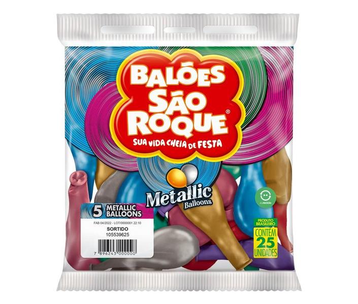 Imagem de Bexiga Balão Redondo Metalizado 5" para Festas Aniversários Comemorações - São Roque