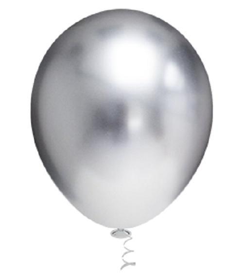 Imagem de Bexiga Balões Metalizado Platino Nº 16 Prata - 12 Unid 