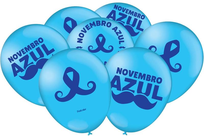 Imagem de Bexiga Balões Tema Nº 9 Novembro Azul Homens - 25 unid