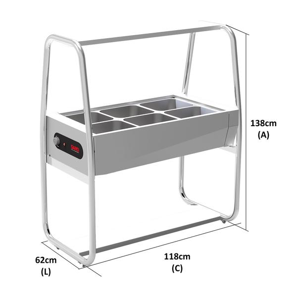 Imagem de BF622 Buffet térmico aquecido Inox 6 cubas com tampa 220V