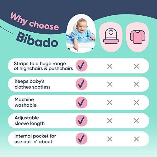 Imagem de BIBaDO - Bibs de alimentação de bebê, bib desmame, babador de manga comprida, babadores de bebê fáceis de limpar para comer, cadeira alta ajustável Pegar todos os bibs mangas, bib infantil