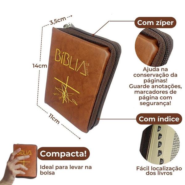 Imagem de Biblia Com Suporte De Madeira Pequena Com Zíper 14cm