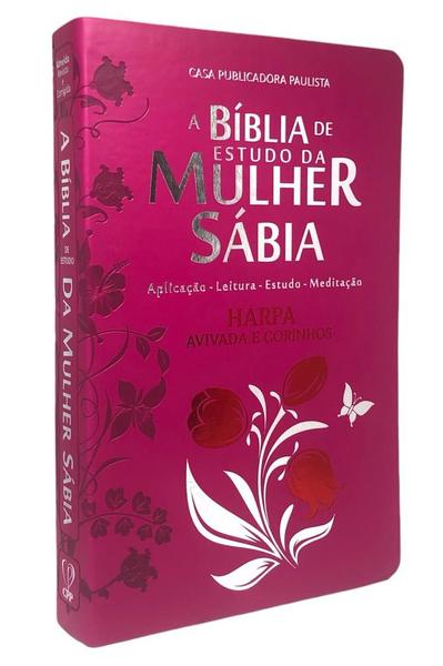 Imagem de Bíblia De Estudo Mulher Sábia Letra Gr Pink Evangeica Tulipa