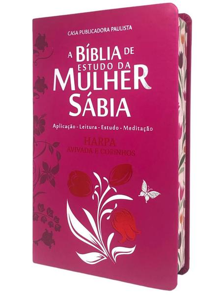 Imagem de Bíblia De Estudo Mulher Sábia Letra Gr Pink Evangeica Tulipa