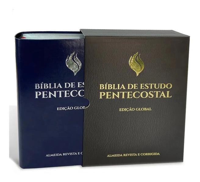 Imagem de Bíblia de Estudo Pentecostal Grande Edição Global Capa Luxo Azul