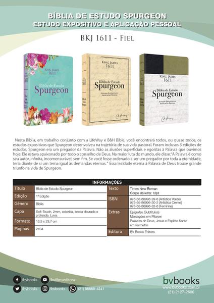 Imagem de Bíblia de Estudo Spurgeon - BKJF - Letra Grande - Capa Dura Soft Touch Floral - Bv Books