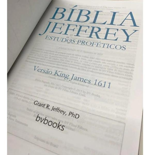 Imagem de Biblia de Estudos Proféticos Jeffrey King James 1611 BKJ Preta Dourado Masculino Feminina Atualizada Grande - CPP