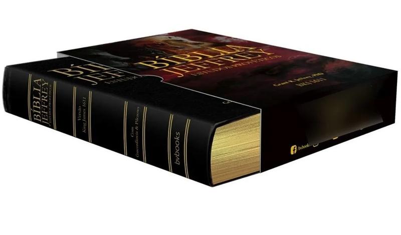 Imagem de Biblia de Estudos Proféticos Jeffrey King James 1611 BKJ Preta Dourado Masculino Feminina Atualizada Grande - CPP