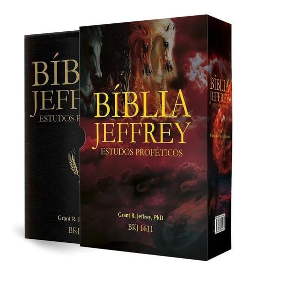 Imagem de Biblia de Estudos Proféticos Jeffrey King James 1611 BKJ Preta Dourado Masculino Feminina Atualizada Grande - CPP