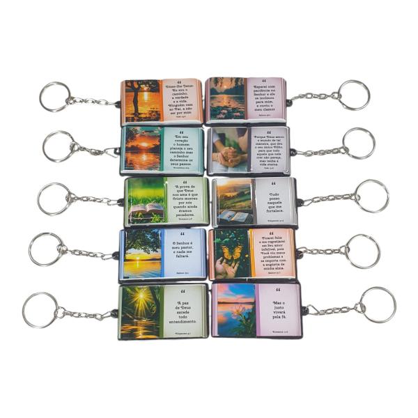 Bíblia Em Chaveiro Com Salmos Sortidos Personalizado Com 10 Unidades - RussoArt Imagem de Bíblia Em Chaveiro Com Salmos Sortidos Personalizado Com 10 Unidades