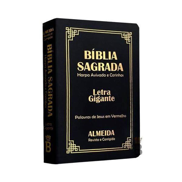 Biblia Sagrada Letra Gigante Luxo Popular - Preta - Com Harpa - RC - REI DAS BIBLIAS Biblia Sagrada Letra Gigante Luxo Popular - Preta - Com Harpa - RC - REI DAS BIBLIAS