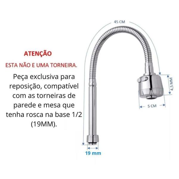 Imagem de Bica Gourmet Flexivel Metal De Torneira Pia Parede Mesa 1/2