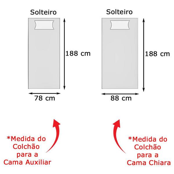 Imagem de Bicama Cama com Auxiliar Solteiro Chiara Branco Phoenix Baby