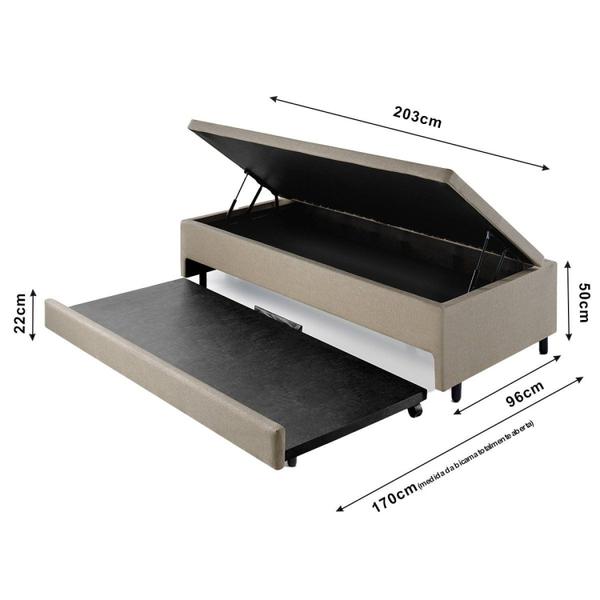 Imagem de Bicama com Baú Solteiro 96x203 Cm Linho
