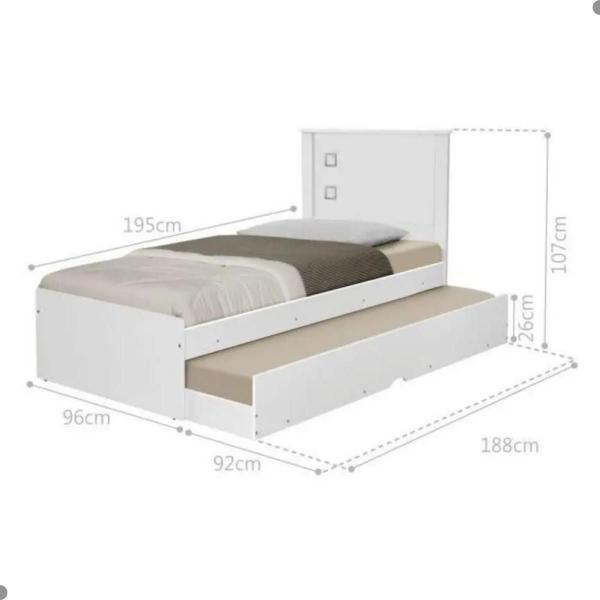 Imagem de Bicama Com Cama Auxiliar Bibox Solteiro Diversas Cores - Branco