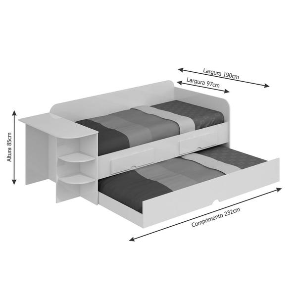 Imagem de Bicama Helena com Escrivaninha e Prateleiras Cimol Grafite
