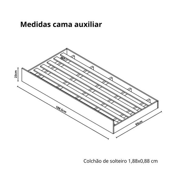 Imagem de Bicama Infantil com Módulo Lateral Movelbras