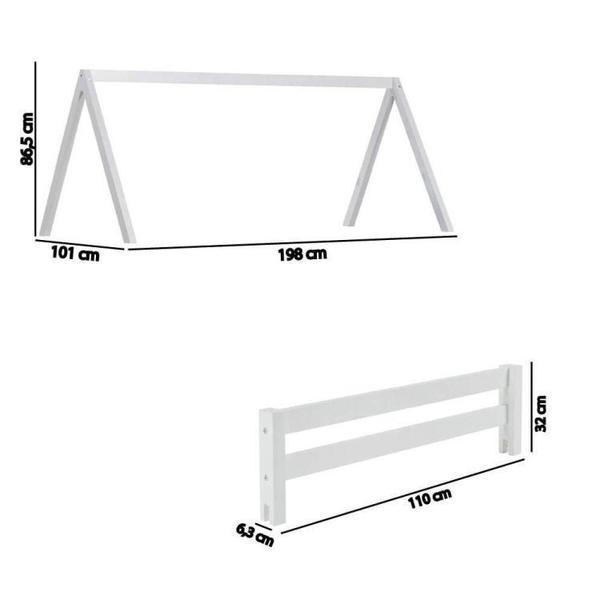 Imagem de Bicama Infantil Prime com Telhado VI e Grade de Proteção IV - Casatema