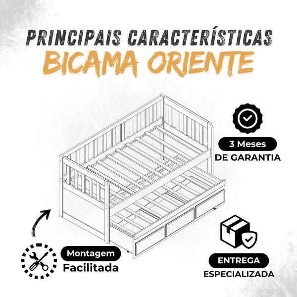 Imagem de Bicama Madeira Maciça Com 3 Gavetas Oriente Cor Imbuia