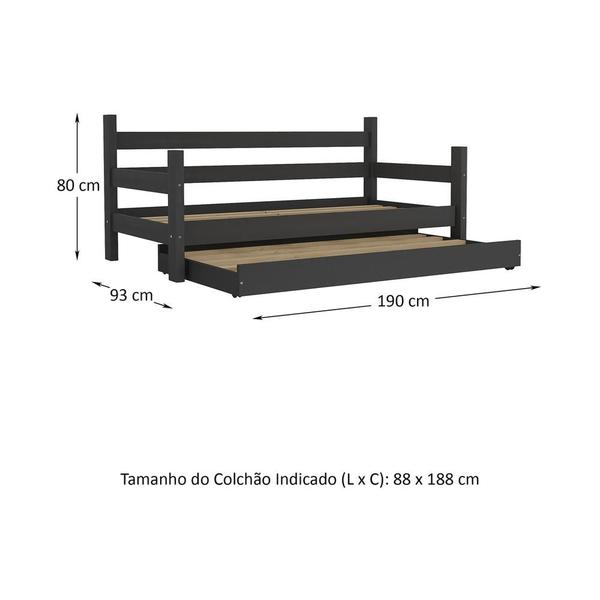 Imagem de Bicama Madeira Maciça com Colchões Inclusos Paris Multimóveis CR4160 Preta