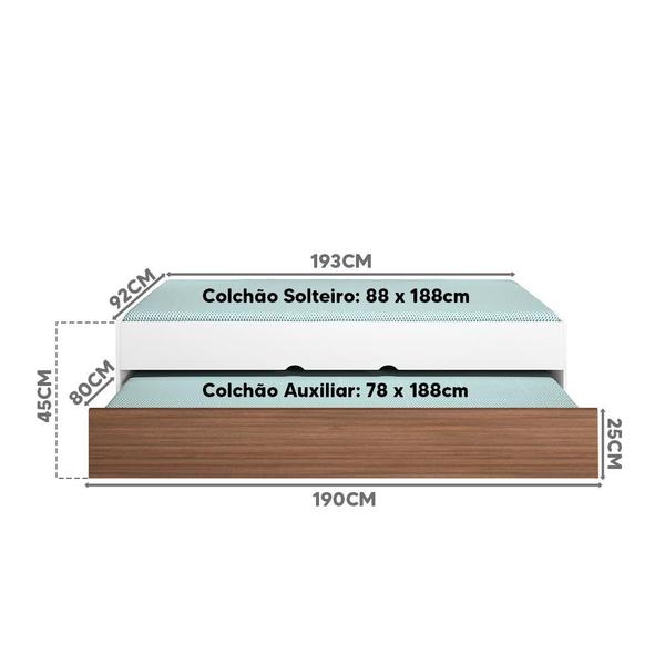 Imagem de Bicama Solteiro Branco Amadeirado Catarina Shop JM